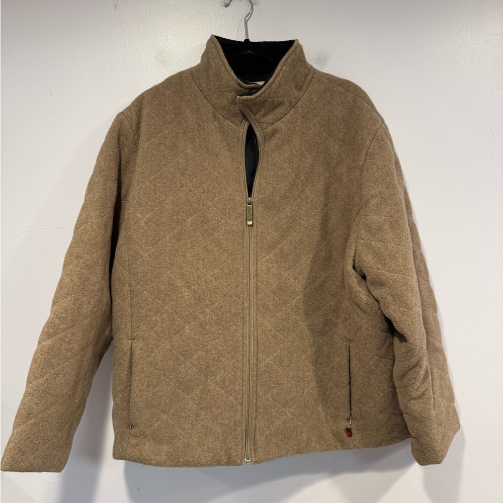 Brown quilted woolrich zip up heavy coat
